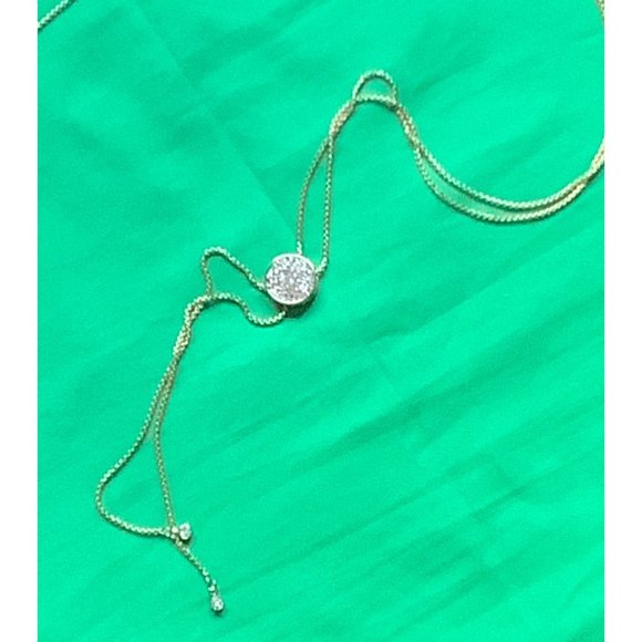 Goldtone Lariat it Crystal Necklace - Picture 3 of 4